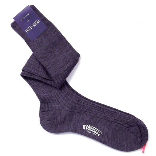 Bresciani Sized Dress Sock - Over-the-calf - Wool - Grey