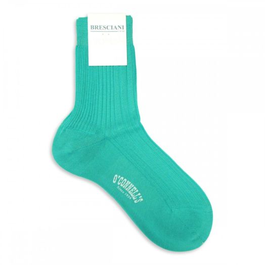 Bresciani Women's Ribbed Cotton Trouser Socks - Aqua (WQ009UN0119)