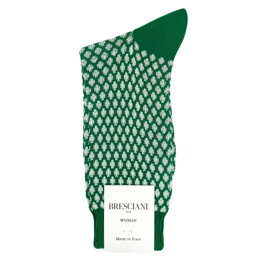 Bresciani Women's Cotton Trouser Socks - Medallions - Kelly (109285)