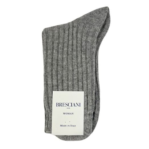 Bresciani Women's Ribbed Cashmere Trouser Socks - Grey (102317)