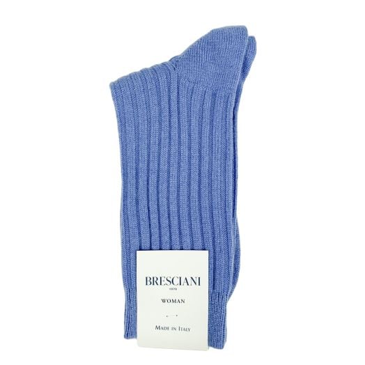 Bresciani Women's Ribbed Cashmere Trouser Socks - Periwinkle (102319)