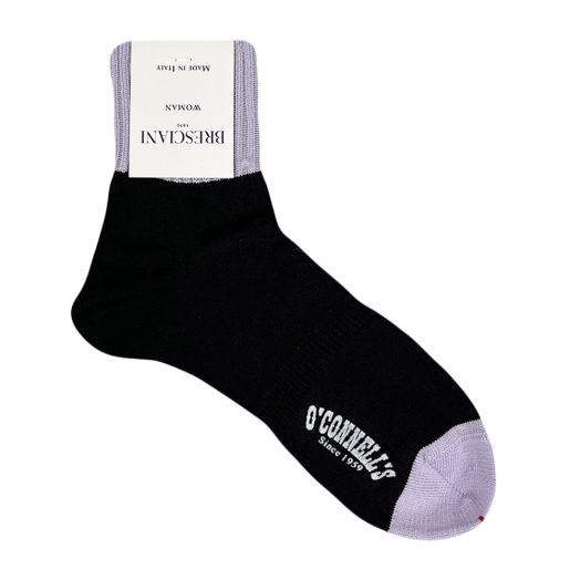 Bresciani Women's Wool Trouser Socks - Black & Violet (106423)