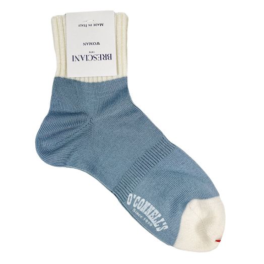 Bresciani Women's Wool Trouser Socks - Sky & Cream (106427)