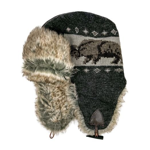 Buffalo Wool Knit Bomber Hat - Graphite (109224)