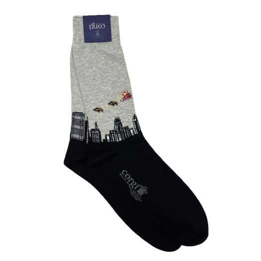 Cotton mid-calf Corgi for O'Connell's Buffalo Christmas Socks - Black & Flannel (90473)