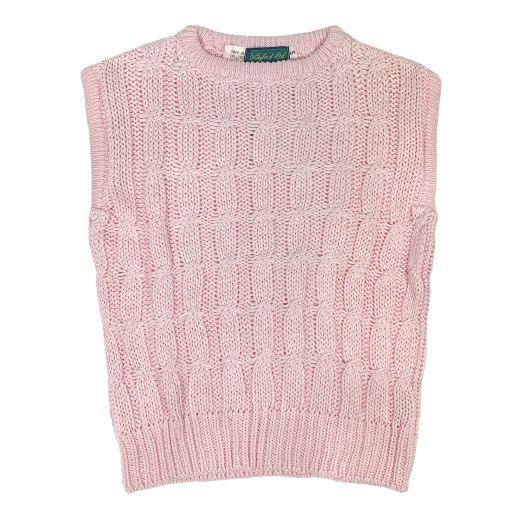 Byford NOS Women's Sleeveless Cotton Cable Sweater - Flamingo