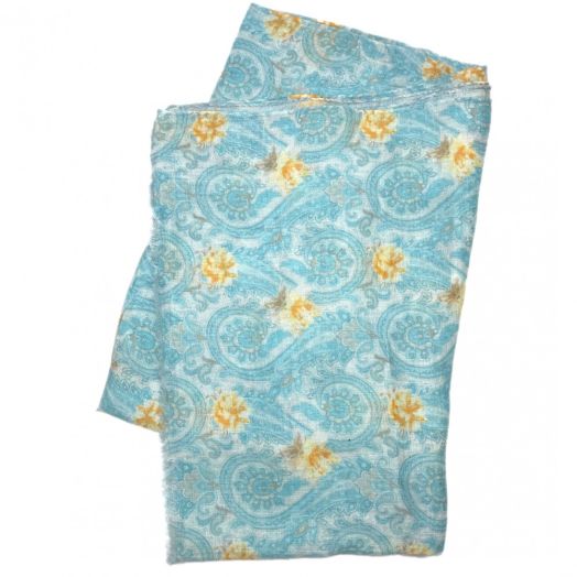 Calabrese Linen & Silk Scarf - Paisley Floral - Light Turquoise (94167)