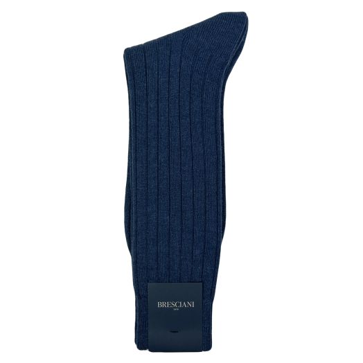 Cashmere Mid-calf Bresciani Ribbed Socks - Ocean (110943)