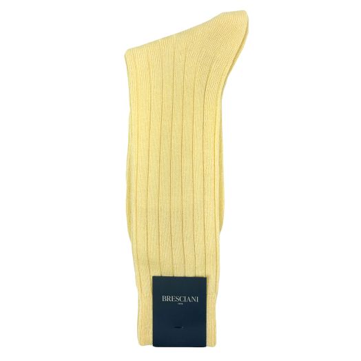 Cashmere Mid-calf Bresciani Ribbed Socks - Yellow (110945)