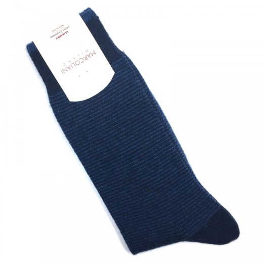 Cashmere mid-calf Marcoliani Sock - Microstripe - Navy (95212)