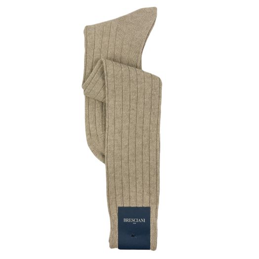 Cashmere Over-the-Calf Bresciani Socks - Khaki (111269)