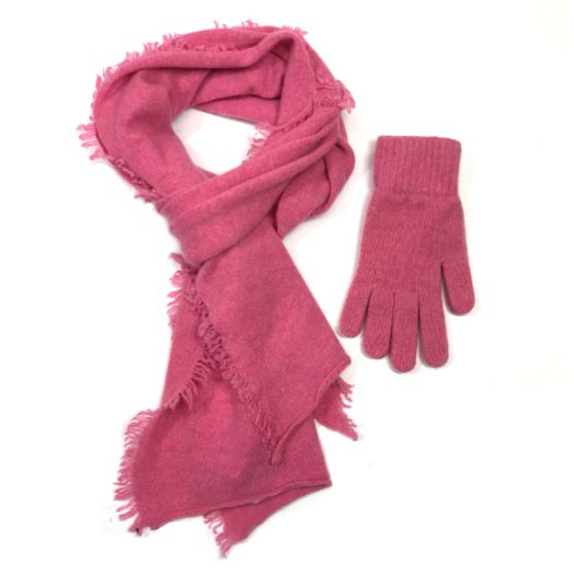 Cashmere Scarf & Glove Set - Starlet Pink