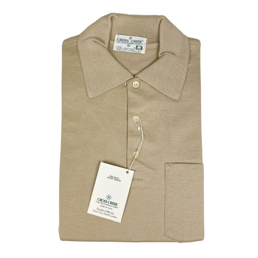 Cross Creek Pima Cotton Lisle Polo Shirt with Pocket - Khaki