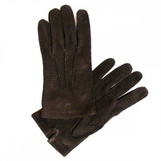 Chester Jefferies Buffed Hogskin Gloves - Silk lined - Dark Brown