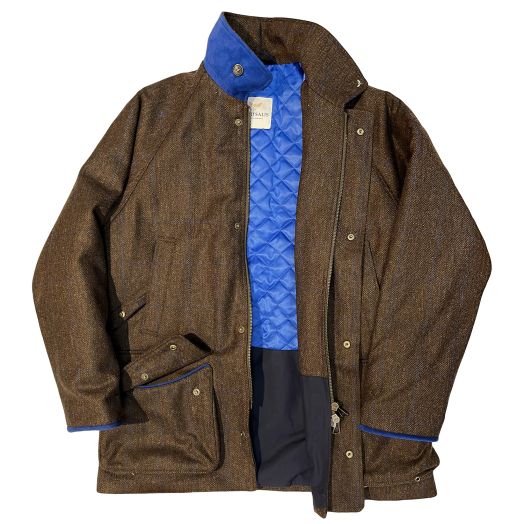 Chrysalis Ultimate Oxford Field Coat - Brown Herringbone with Cobalt Window