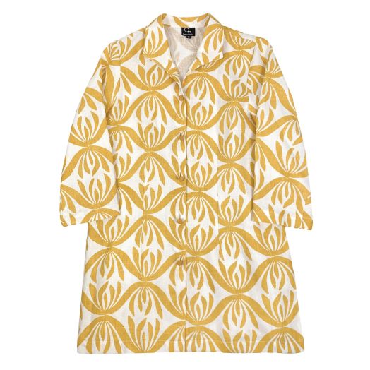 Connie Roberson Women's Linen Tunic - Rita - Mustard Print (087HL)
