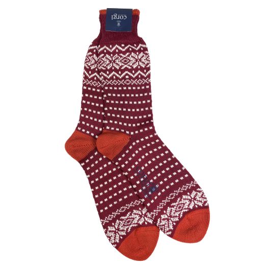 Corgi Fair Isle Boot Socks - Red (098848)