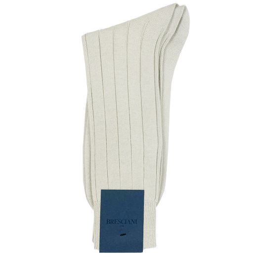 Cotton Mid-Calf Besciani Fine Gauge Socks - Stone (102421)