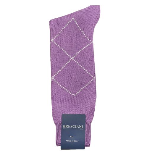 Cotton Mid-calf Bresciani Argyle Socks - Lavender (098500)