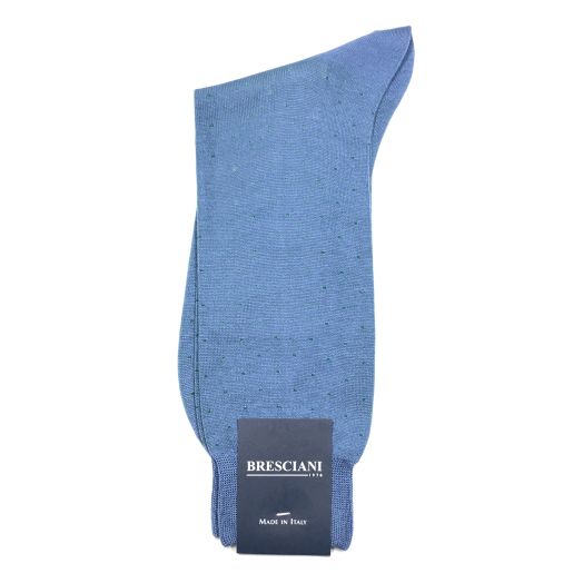 Cotton mid-calf Bresciani Fine Gauge Pin Dot Socks - Blue with Kelly (093225)