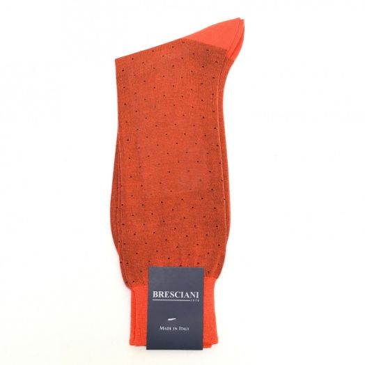 Cotton mid-calf Bresciani Fine Gauge Pin Dot Socks - Orange (80572)