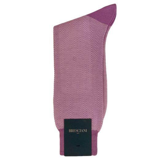 Cotton Mid-calf Bresciani Herringbone Socks - Orchid (114198)