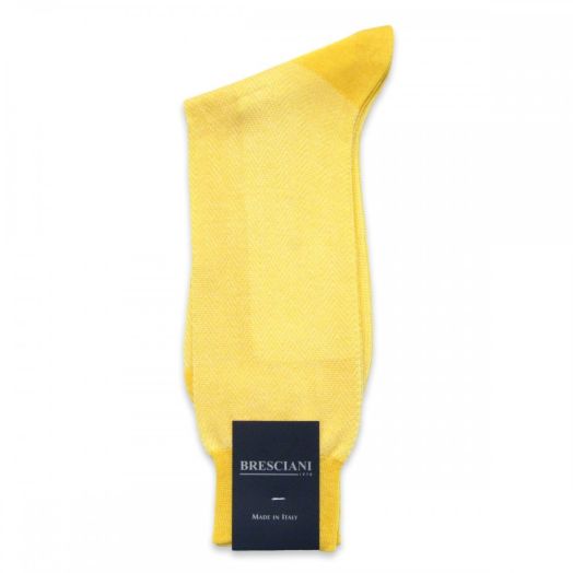 Cotton Mid-calf Bresciani Herringbone Socks - Sunshine (77357)