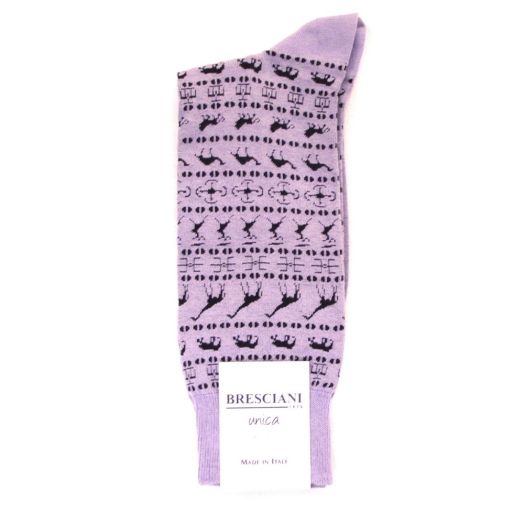 Cotton Mid-calf Bresciani Socks - Safari - Lavender (78326)