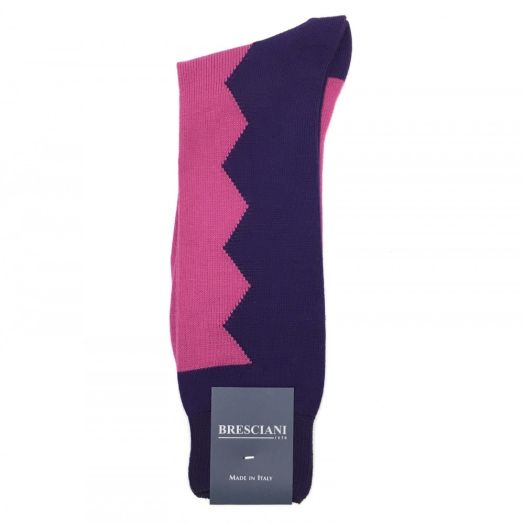 Cotton mid-calf Bresciani Vertberger Zig Zag Socks - Purple & Orchid (85416)