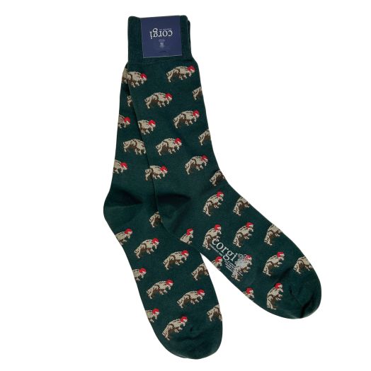 Cotton mid-calf Corgi for O'Connell's 'Buffalo Santa'  Socks - Hunter (113619)