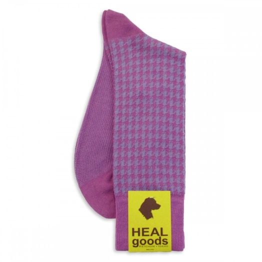 Cotton mid-calf 'Heal Goods' Houndstooth Socks - Purple (77114)