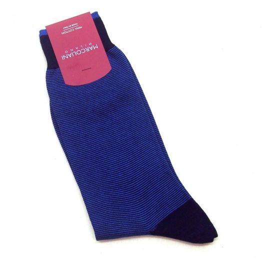 Cotton mid-calf Marcoliani Microstripe Socks - Navy (43330)