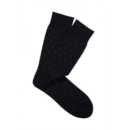 Cotton mid-calf Marcoliani Polka Dot Socks - Charcoal with Blue (77213)