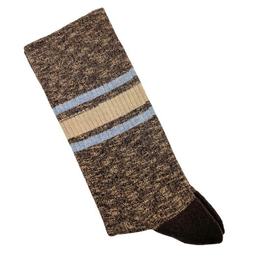 Cotton Mid-Calf Marcoliani 'Sneaker Sock' - College Stripe - Brown (109996)