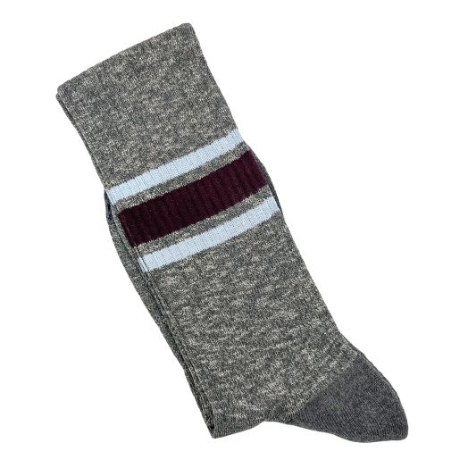 Cotton Mid-Calf Marcoliani 'Sneaker Sock' - College Stripe - Grey (109997)