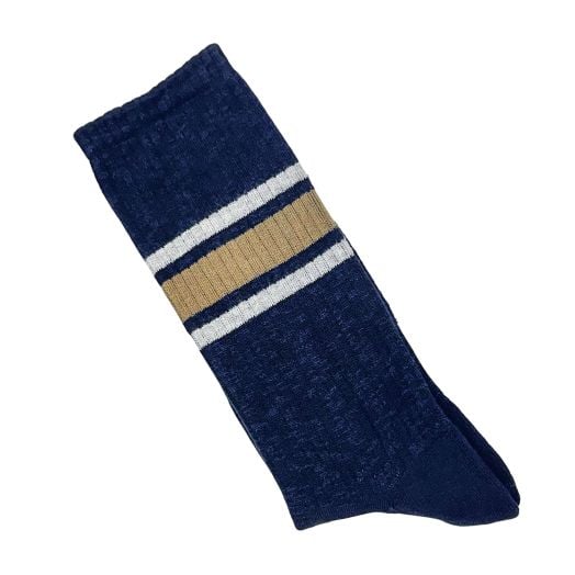 Cotton Mid-Calf Marcoliani 'Sneaker Sock' - College Stripe - Navy (116811)