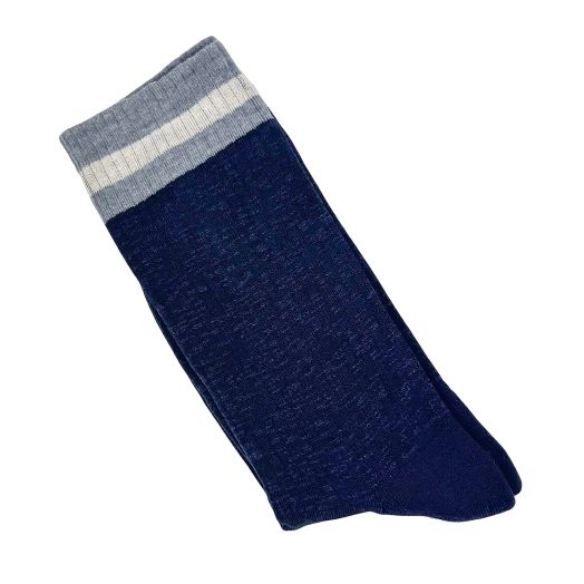 Cotton Mid-Calf Marcoliani 'Sneaker Sock' - Preppy Stripe - Navy (116812)