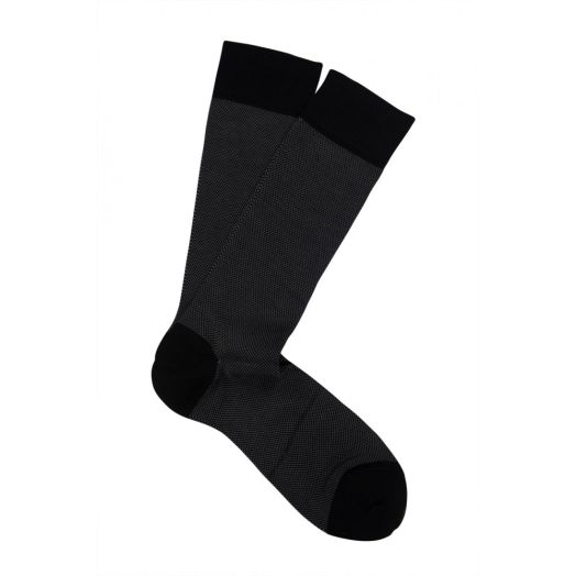 Cotton Mid-Calf Marcoliani Socks - Birdseye - Black (40193)