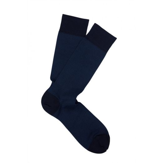 Cotton Mid-Calf Marcoliani Socks - Birdseye - Navy (40192)