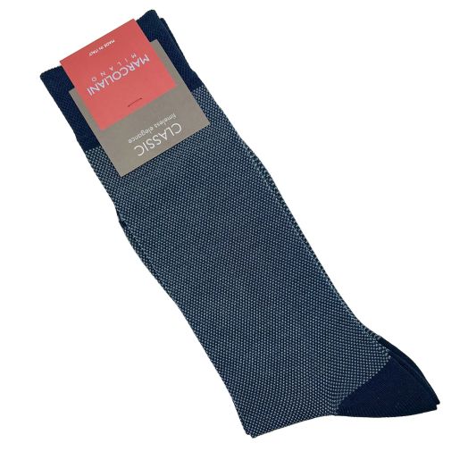 Cotton Mid-Calf Marcoliani Socks - Birdseye - Ocean (106406)