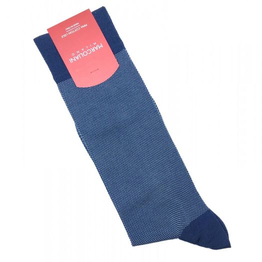 Cotton Mid-Calf Marcoliani Socks - Birdseye - Petrol (93231)