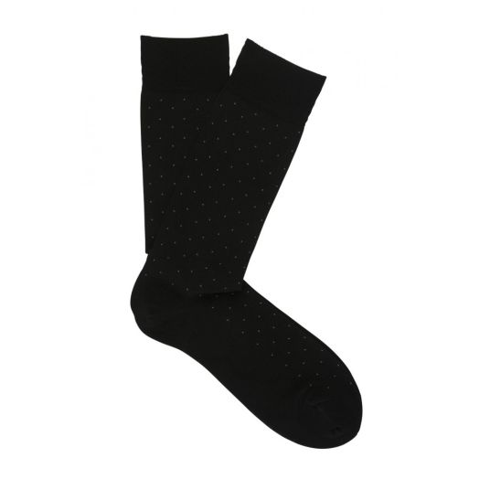 Cotton Mid-Calf Marcoliani Socks - Fancy Pin - Black (40188)