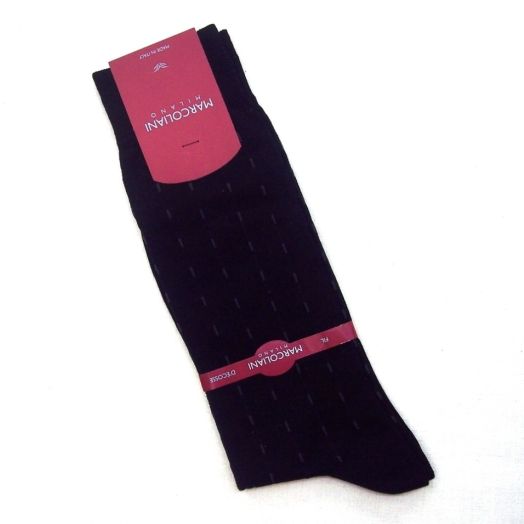 Cotton Mid-Calf Marcoliani Socks - Fancy Stix - Black (40191)