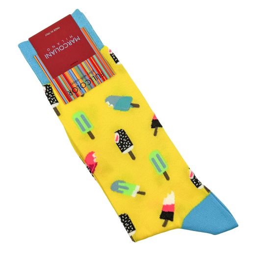 Cotton Mid-Calf Marcoliani Socks - Ice Cream - Lemon Yellow (110003)