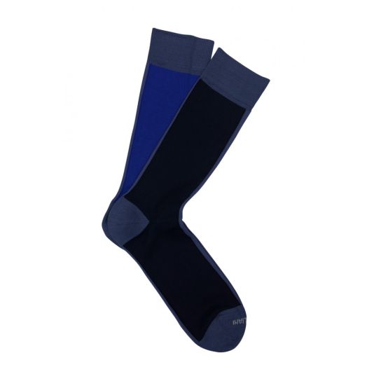 Cotton mid-calf Marcoliani Socks - Inside & Out - Navy & Cobalt (85374)
