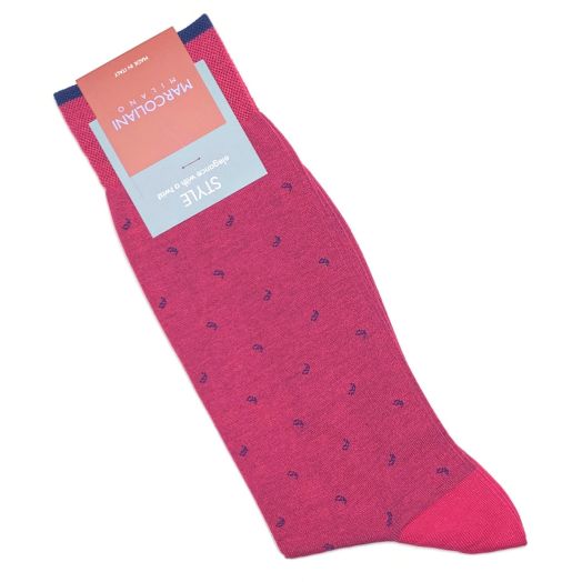 Cotton mid-calf Marcoliani Socks - Mini Paisley - Pink (092982)