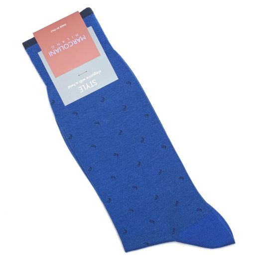 Cotton mid-calf Marcoliani Socks - Mini Paisley - Royal (092983)