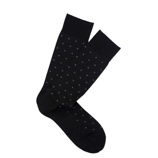 Cotton mid-calf Marcoliani Socks - St. Tropez Dots - Black with Grey Dots (43319)