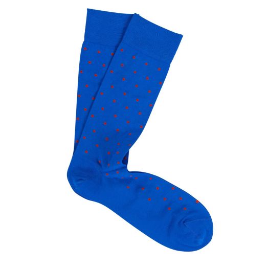 Cotton mid-calf Marcoliani Socks - St. Tropez Dots - Blue with Orange Dots (092952)