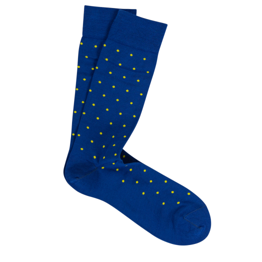 Cotton mid-calf Marcoliani Socks - St. Tropez - Blue with Yellow Dots (93250)